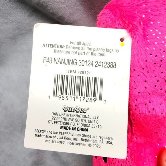 Peeps Bunny Plush Sparkly Pink Easter Stuffed Animal Toy New With Tags 10 in - Picture 12 of 16